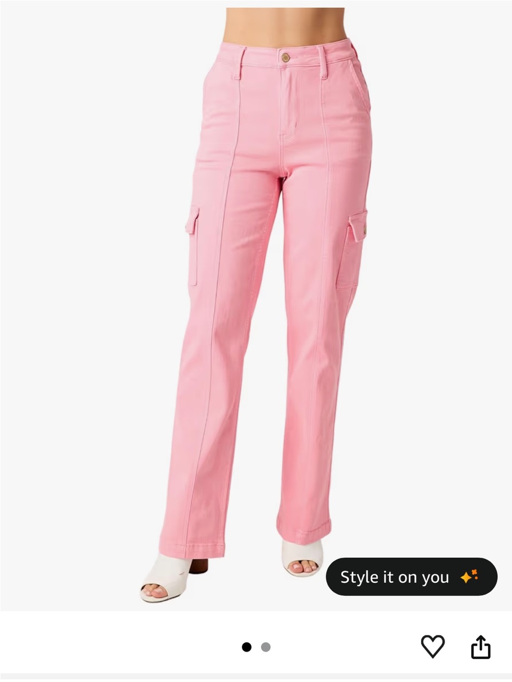 JUDY BLUE Cargo Pink Peggy High Rise
Straight Denim Jeans Pants - Picture 1 of 8